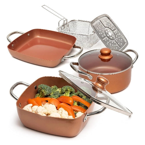 Moss & Stone 7-Piece Copper Nonstick Cookware Set