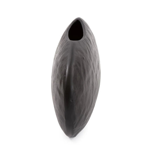 Hammered Organic Ebony Aluminum Canoe Vase- Large