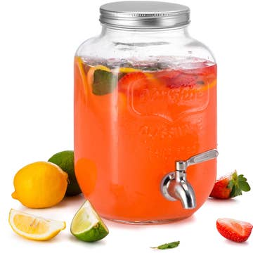Kook 1 Gallon Glass Drink Dispenser with Spigot