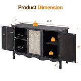 Accent Cabinet Rustic Storage Cabinet with 3 Carved Doors,