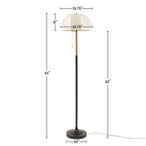 Modern Floor Lamp with Domed Shade, Black & Antique Gold