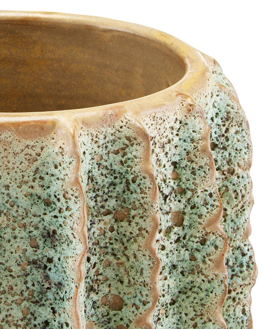 Sunken Boat Tall Green Vase