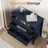 Fluted 32 Inch Wide Nightstand For Bedroom, Large Nightstand