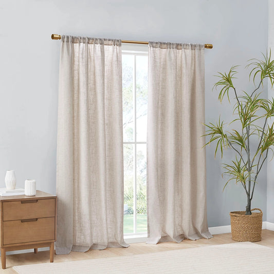 Linen Blend Light Filtering Curtain Panel Pair, Natural