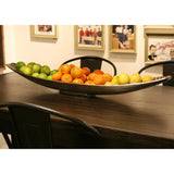 Textured Aluminum Elongated Silver Bowl- Large