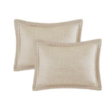 Geometric Jacquard Patterned Comforter Set, Tan/Ivory
