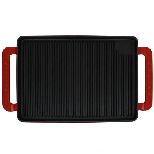 Chasseur French Enameled Cast Iron 14-inch Grill Red