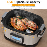 11-in-1 Multi Slow Cooker Roaster Oven, 6.5QT Sliver Digital