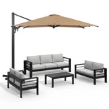 5-Piece Aluminum Patio Set with Umbrella and Loveseats