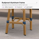 PURPLE LEAF Patio French Counter Stool Set of 2 Outdoor Backrest Barstools Aluminum Frame Woven Rattan for Indoor Kitchen Garden Balcony Restaurant