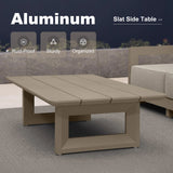 PURPLE LEAF Caesar Open-End Patio Conversation Set with Khaki Cushion Pillows and Ottoman for Modern Outdoor Deck