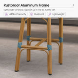 PURPLE LEAF Patio French Counter Stool Set of 2 Outdoor Backrest Barstools Aluminum Frame Woven Rattan for Indoor Kitchen Garden Balcony Restaurant