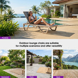 PURPLE LEAF Outdoor Chaise Lounge Chair Pool Lounge Chair with Champagne Aluminum Plastic Stackable Patio Lounge Chair for Poolside Sunbathing Beach Deck Yard