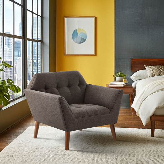 Modern Mid-Century Accent Arm Chair, Charcoal Gray *