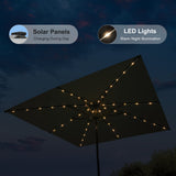 PURPLE LEAF Black Frame Tilting Market Umbrella with Lights Table Umbrella with Base Outside Patio