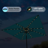 PURPLE LEAF Black Frame Tilting Market Umbrella with Lights Table Umbrella with Base Outside Patio