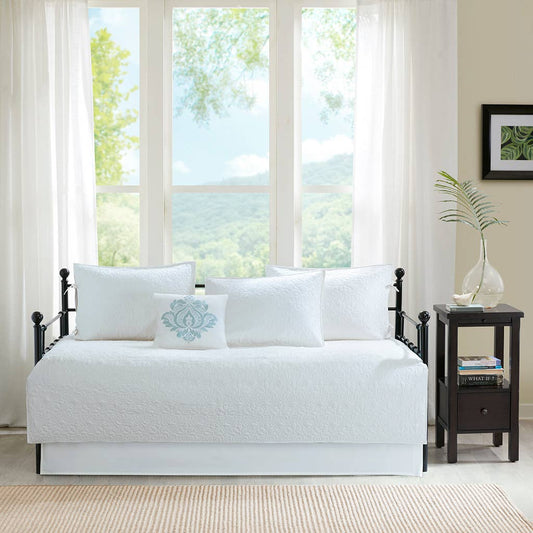 6 Piece Reversible Cottage Daybed Cover Set, White