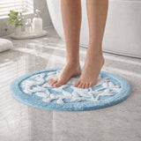 Leaf Cotton Tufted Anti-Skid Bath Rug, Blue