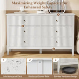Wholesale Kiss the Water White Dresser Fluted 6 Drawer Dresser