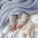 Diamond Jacquard Soft Bamboo Cotton Blanket, Light Blue