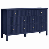 53.2" W Wholesale 7-Drawer Fluted Dresser, Black/Blue/Beige