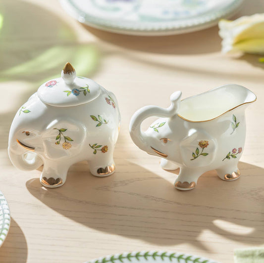 Grace Teaware Garden Elephant Sugar & Creamer Set