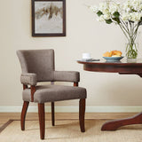 Armed Dining Chair with Nailhead Trims, Brown