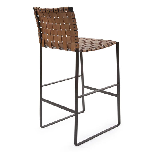 Irving Woven Leather Barstool