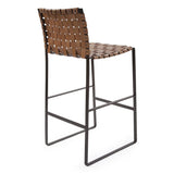 Irving Woven Leather Barstool