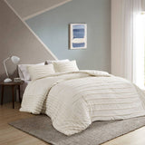 Wholesale Chenille Stripes 3PC Comforter/Duvet Cover/Coverlet, Ivory