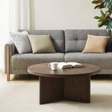 Mid-Century Round Wood Coffee Table, Brown