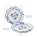 Blue Willow 9 in. Premium Paper Plates (Set of 16)