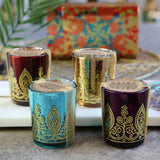 Indian Jewel Henna Votive Candle Holders Set of 4