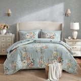 Vintage-Floral Inspired Comforter Set, Soft Blue