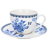 Vintage Indigo Porcelain Tea Cup & Saucer Set of 4