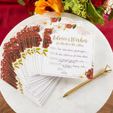 Burgundy Blush Floral Wedding Advice Card (Set of 50)