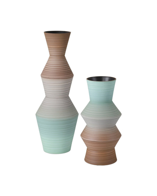 Happy 80's Brown & Pale Blue Vase Set of 2