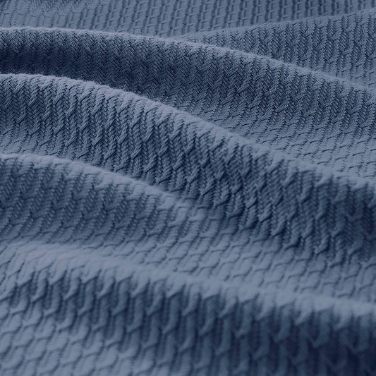 All-Season Egyptian Cotton Woven Bedding Blanket, Navy Blue