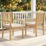 2-Piece All Weather Acacia Wood Outdoor Dining Chairs with Weather-Resistant Cushions