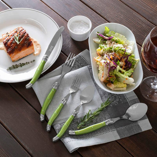 20-Piece Stainless-Steel Laguiole Flatware Set, Spring Green