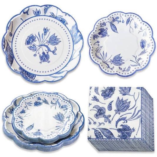 Blue Willow 62 Piece Party Tableware Set