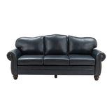 Flavio 81″ Genuine Leather Sofa – Vintage Glam Mid-Century Design