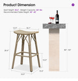 PURPLE LEAF Outdoor Bar Stools Set of 2 Backless Rattan Barstools with Saddle Seat and Footrest All Weather Aluminum Bar Chairs for Patio Kitchen Island Pool Balcony
