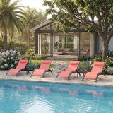 PURPLE LEAF Patio Chaise Lounge Set Outdoor Beach Pool Sunbathing Lawn Lounger Recliner Chair Outside Chairs with Side Table Included