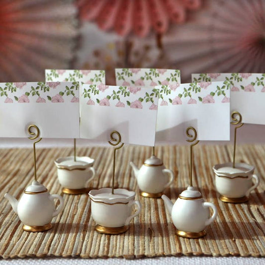 Tea Time Whimsy Place Card Holder Set of 6