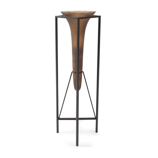 Bronze Euler Drop Vase with Black Iron Stand- Extra Large