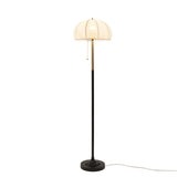 Modern Floor Lamp with Domed Shade, Black & Antique Gold