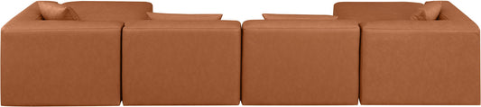 Cube - 6 Piece Modular Double Chaise Sectional - Cognac