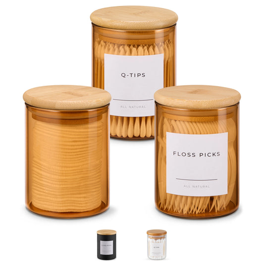 Kook Mini Glass Apothecary Jars with Bamboo Lids