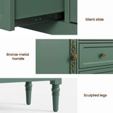 Mid-Century Storage Cabinet with 2 Doors & 3 Drawers, Green